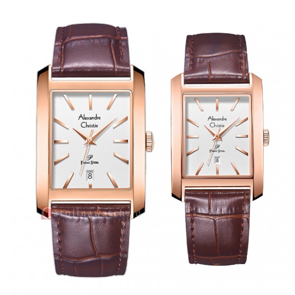 Alexandre Christie AC 1037 Rosegold White Leather Couple